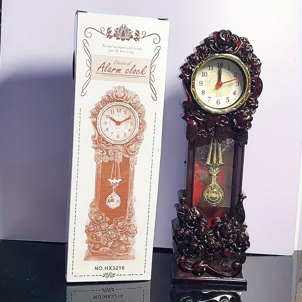 Horloge vintage élégant à pendule florale – Décoration d’ambiance pour votre salon ou bureau
