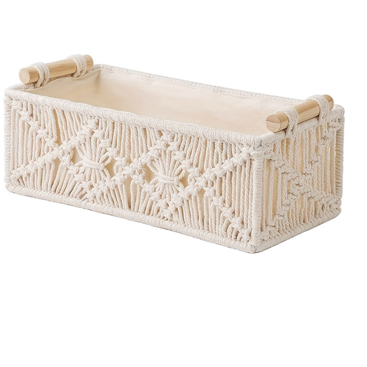 Set de 2 Paniers de Rangement Macramé Faits Main – Style Boho Chic pour un Rangement Élégant