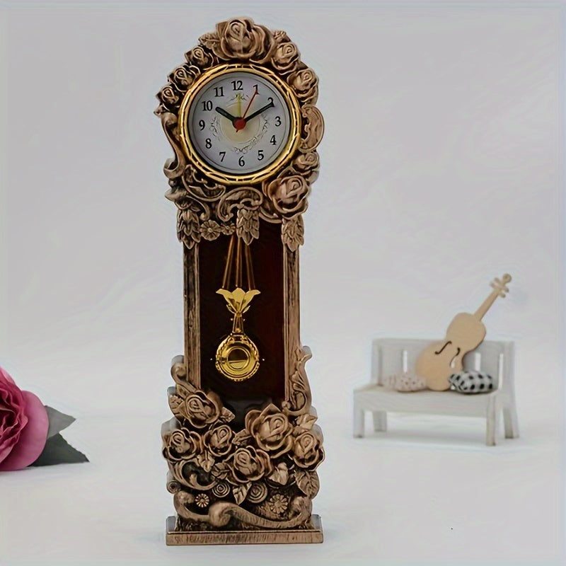 Horloge vintage élégant à pendule florale – Décoration d’ambiance pour votre salon ou bureau