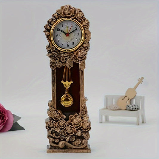 Horloge vintage élégant à pendule florale – Décoration d’ambiance pour votre salon ou bureau