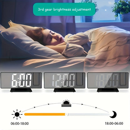 Réveil miroir digital avec projection – Grand écran LED et fonction alarme multifonction