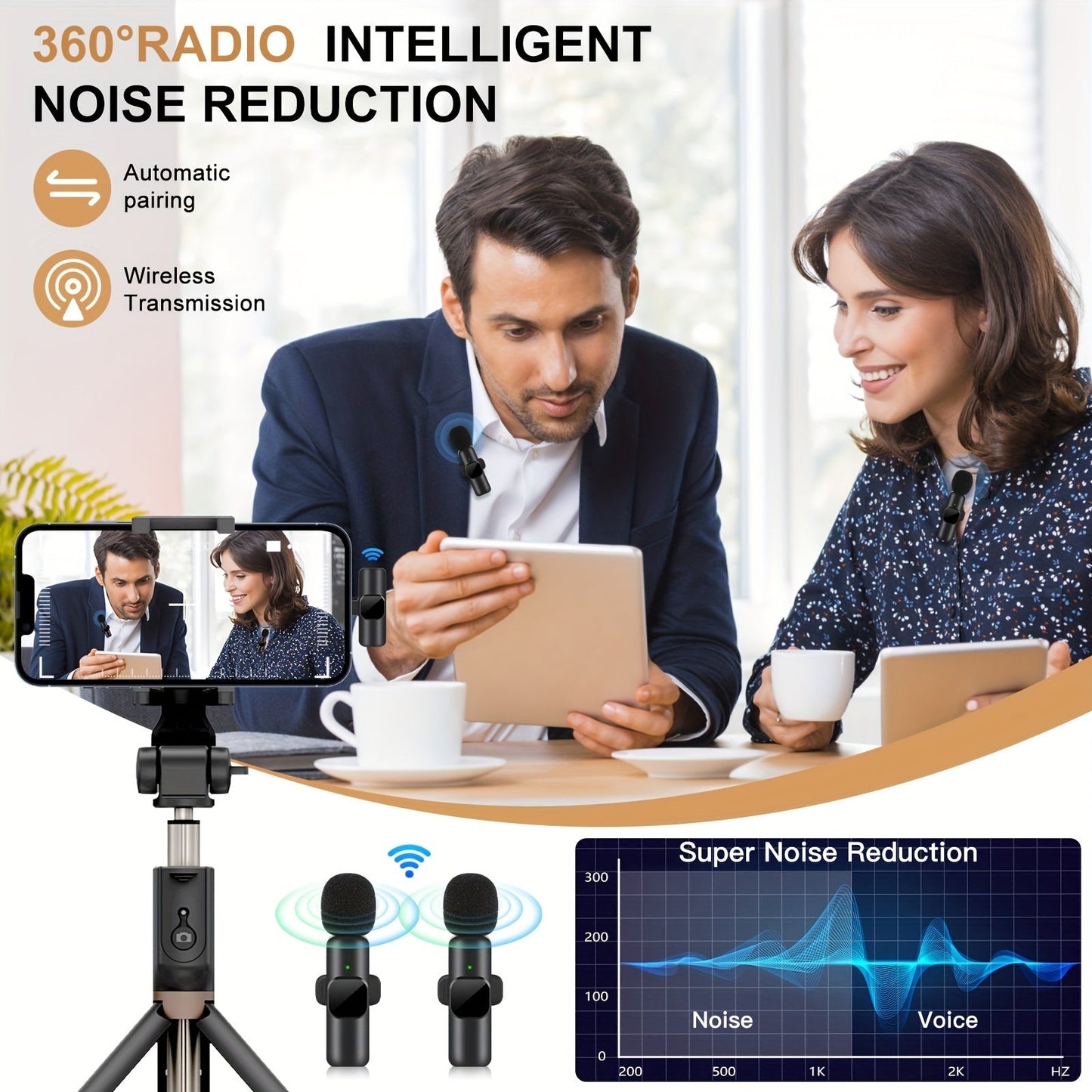 Microphone Lavalier Sans Fil Professionnel - Idéal pour les Enregistrements Vidéo et le Streaming en Direct