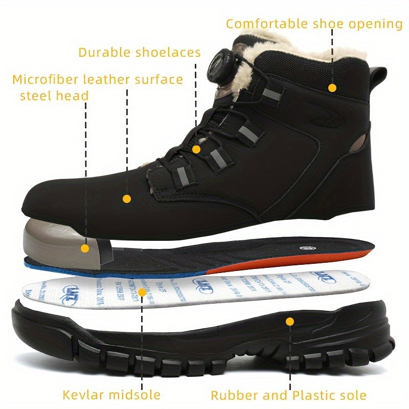 Bottes de sécurité pour hommes avec embouts en acier et doublure en polaire – Résistantes à l’usure et perforation