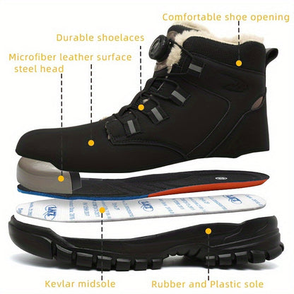Bottes de sécurité pour hommes avec embouts en acier et doublure en polaire – Résistantes à l’usure et perforation
