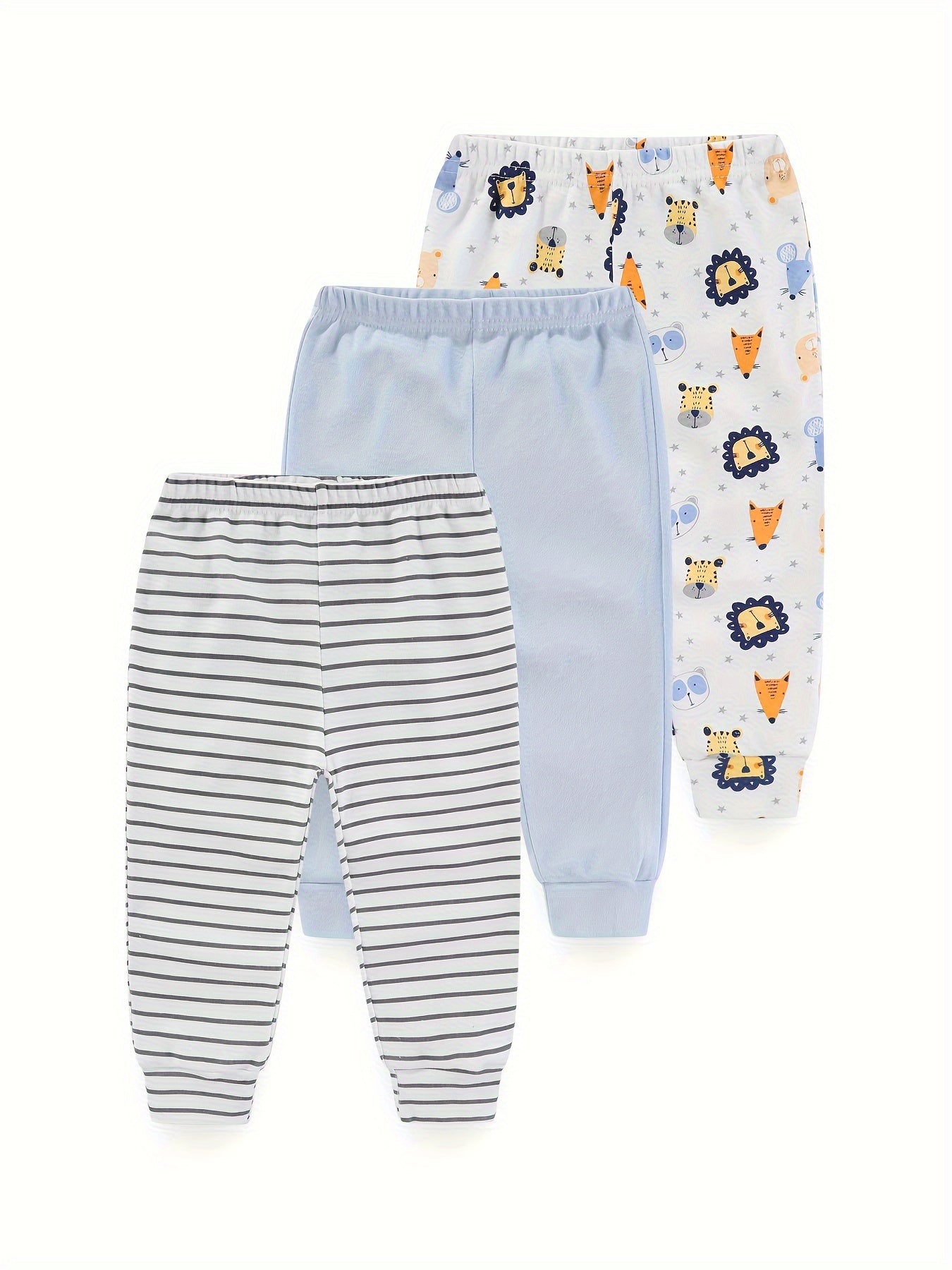 Ensemble de 3 Pantalons Bébé avec Motifs Animaux Adorables