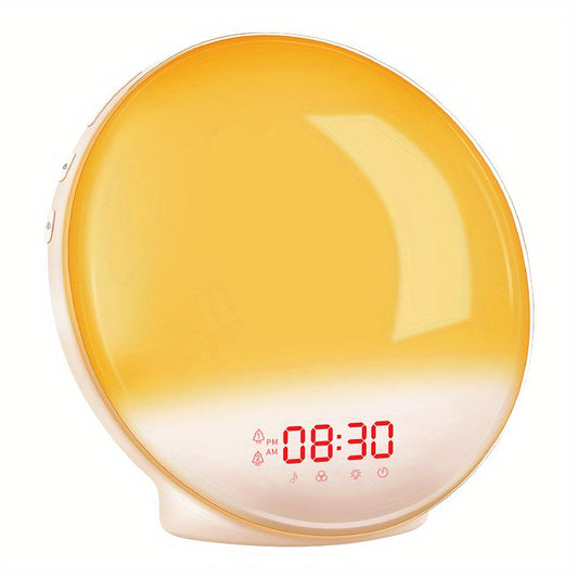 Réveil digital Halo Light – Réveil effet lever de soleil avec alimentation USB et double fonction alarme