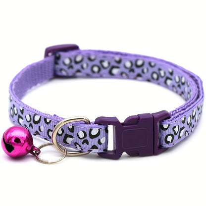 Set de 6 colliers pour chat imprimé léopard – Réglables et sécurisés avec clochette
