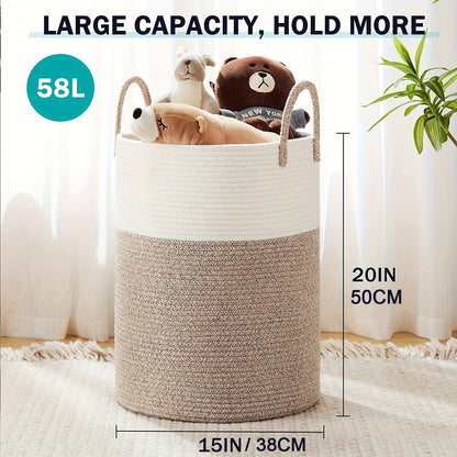 Panier à linge bicolore élégant - Grand volume, pratique et durable