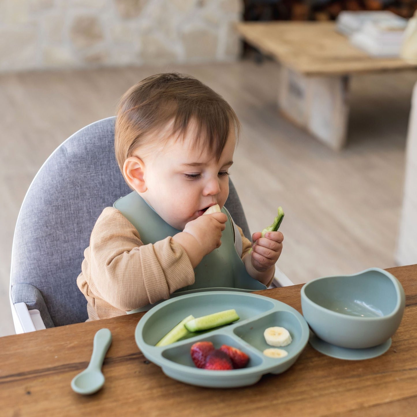 FlexiFeed - Ensemble d'alimentation pour bébé en silicone donner un nouveau nom