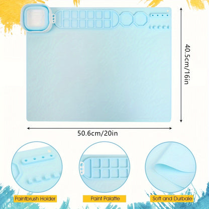 Tapis de peinture en silicone avec palette et porte-pinceaux – Durable et flexible