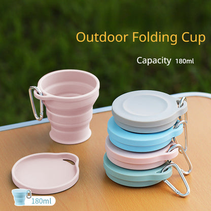Gobelet pliable en silicone avec mousqueton - Gobelet portable et durable pour plein air et camping