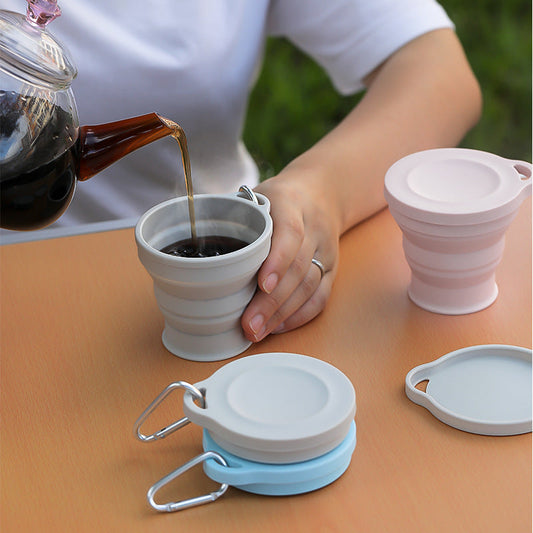 Gobelet pliable en silicone avec mousqueton - Gobelet portable et durable pour plein air et camping