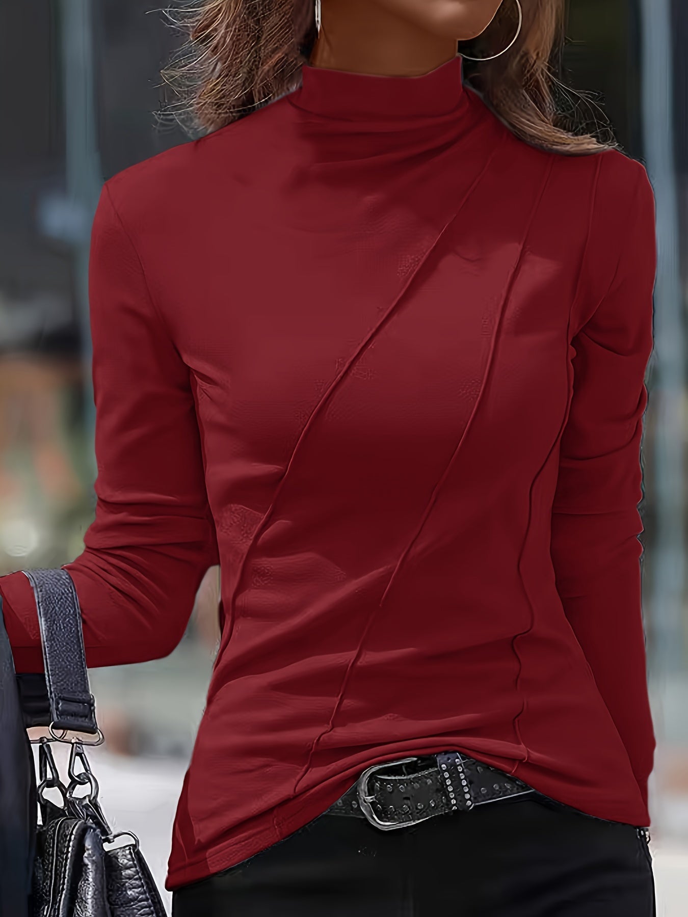 T-shirt Géométrique à Col Montant – Choix Élégant et Confortable pour Tous les Jours