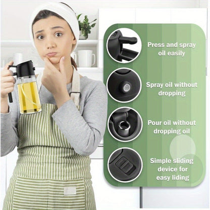 Distributeur d’huile 2-en-1 et flacon spray - Contrôle précis de l’huile pour cuisine et barbecue