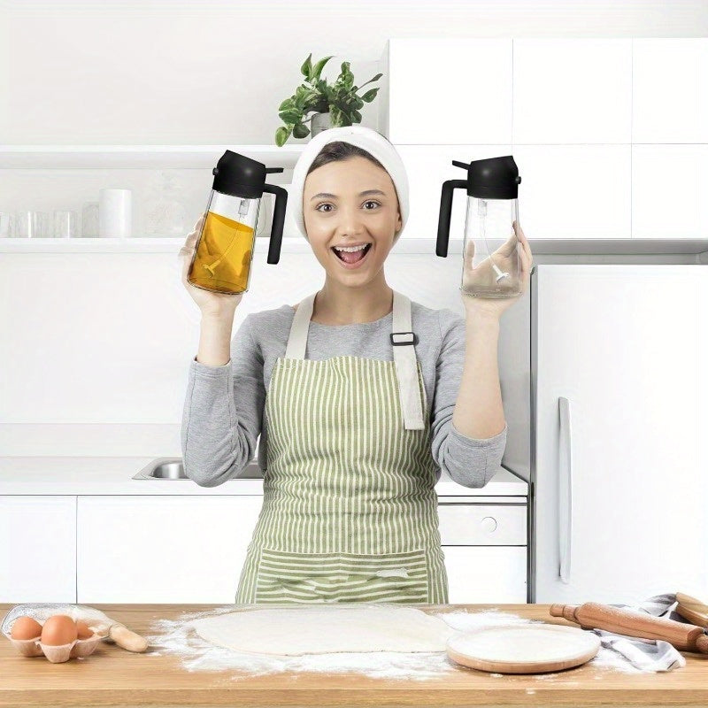 Distributeur d’huile 2-en-1 et flacon spray - Contrôle précis de l’huile pour cuisine et barbecue