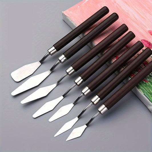 Set de 7 Couteaux à Palette en Acier Inoxydable – Pour Peinture et Mélange de Couleurs