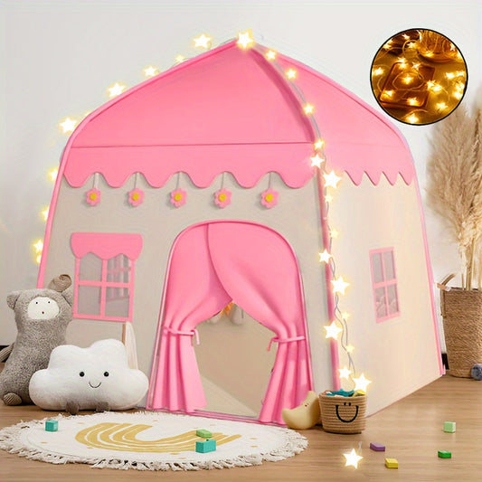 Tente princesse fleurs pour enfants – Avec éclairage étoilé et accessoires de jeu