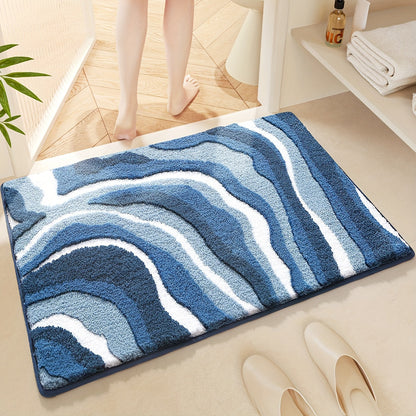 Tapis de Salle de Bain Géométrique – Absorbant et Doux avec Dessous Antidérapant