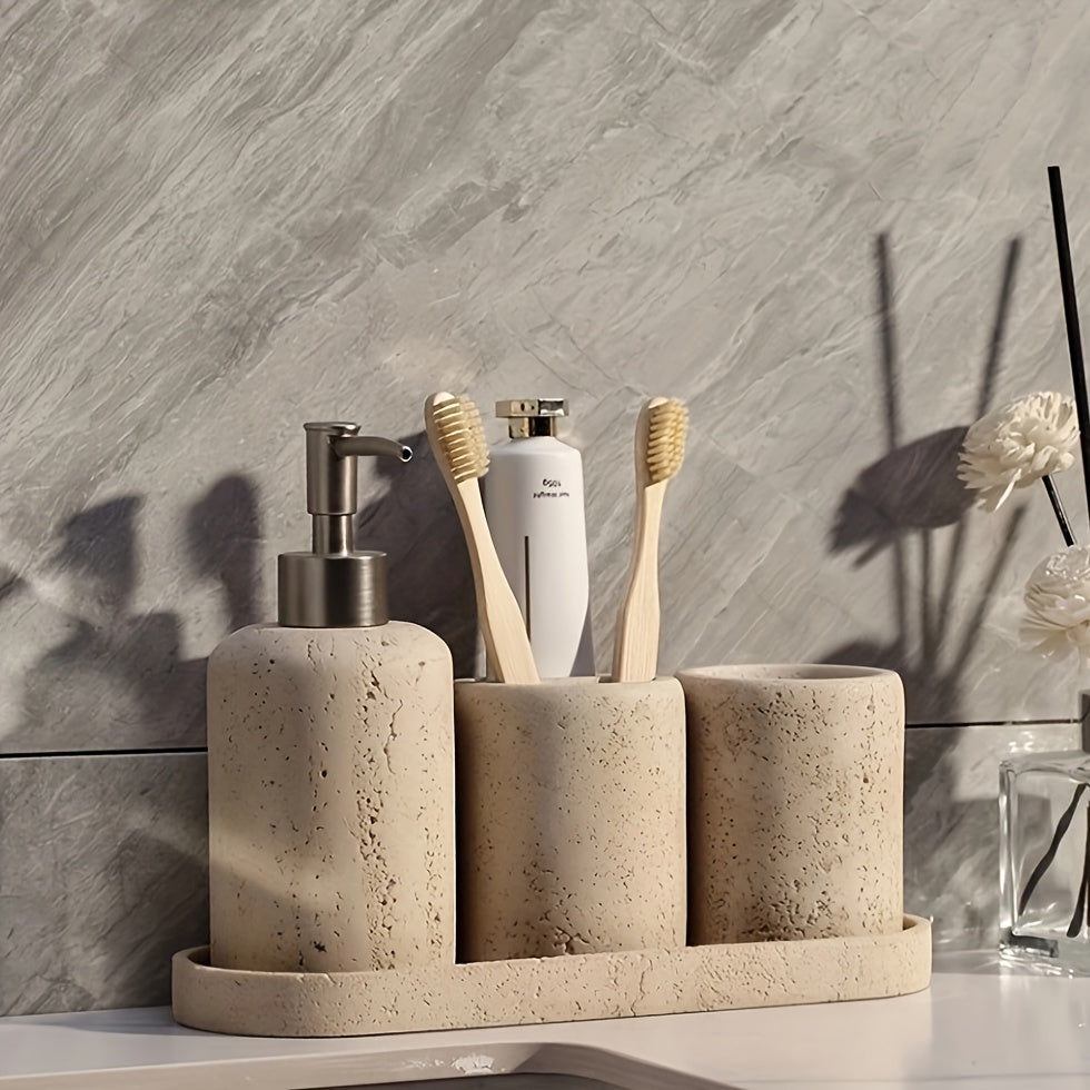 Distributeur de Savon en Résine Marbrée – Élégant Distributeur avec Pompe en Acier Inoxydable pour Salle de Bain ou Cuisine