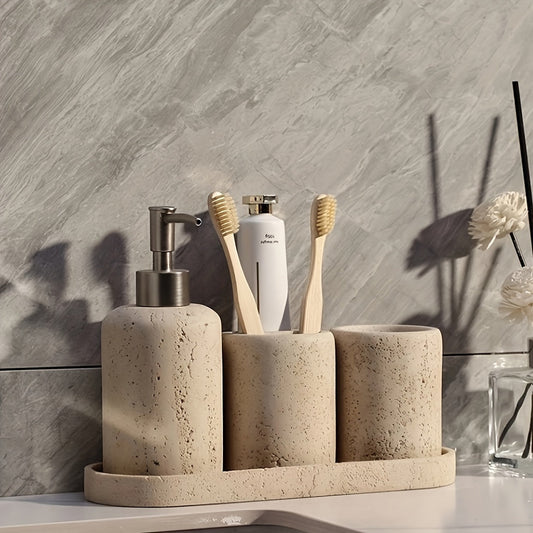Distributeur de Savon en Résine Marbrée – Élégant Distributeur avec Pompe en Acier Inoxydable pour Salle de Bain ou Cuisine