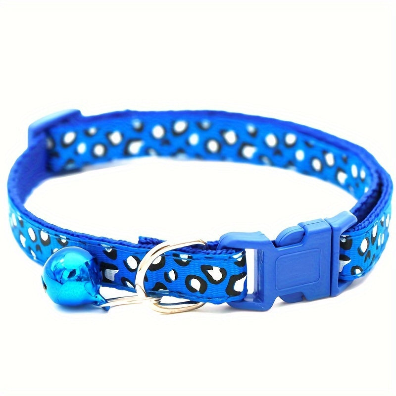 Set de 6 colliers pour chat imprimé léopard – Réglables et sécurisés avec clochette