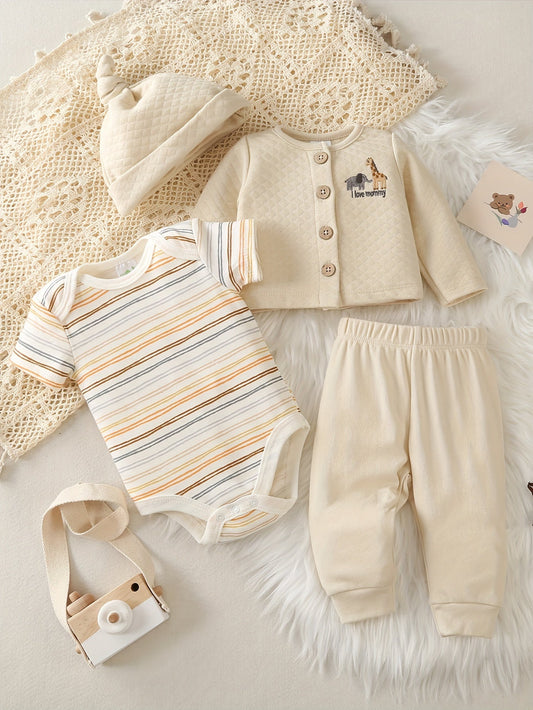 Ensemble 4 Pièces pour Bébé Garçon – Parfait pour les Aventures en Plein Air en Automne et en Hiver