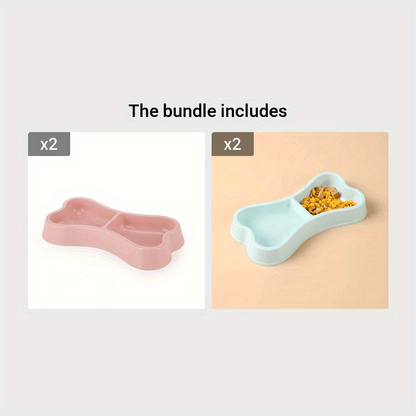 Gamelle double pour chien en forme d’os macaron – Pratique et élégante pour nourrir votre chien