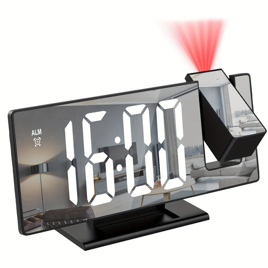 Réveil projecteur LED avec projection réglable à 180° – Affichage clair et fonction snooze pour chambre ou bureau