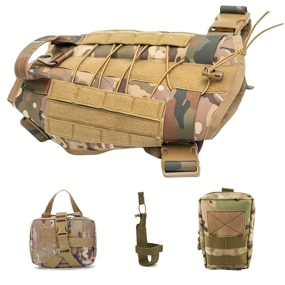 Harnais tactique pour chien avec poches – Nylon durable pour entraînement et aventures