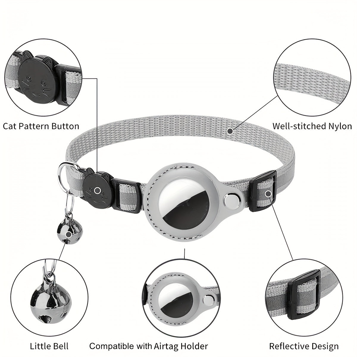 Collier pour chat réfléchissant – Boucle de sécurité et clochette pour une visibilité accrue