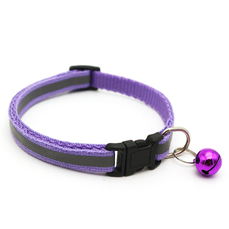 Collier réfléchissant pour chat avec porte-AirTag et clochette – Collier réglable pour visibilité nocturne