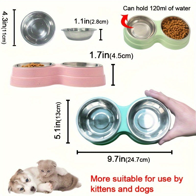 Gamelle double en acier inoxydable pour animaux – Parfaite pour manger et boire