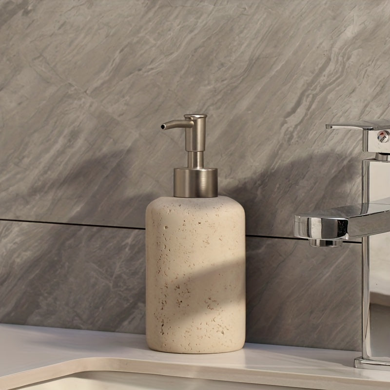 Distributeur de Savon en Résine Marbrée – Élégant Distributeur avec Pompe en Acier Inoxydable pour Salle de Bain ou Cuisine