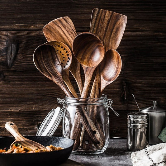 Ensemble de Cuisine en Bois Naturel – Cuisine Durable et Stylée