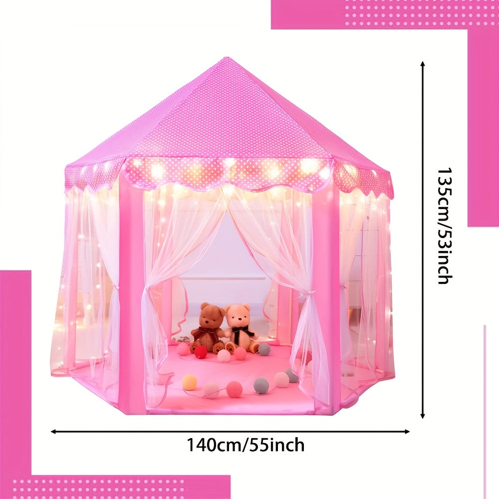 Tente de jeu princesse avec éclairage étoilé – Parfaite pour jouer à l’intérieur ou à l’extérieur