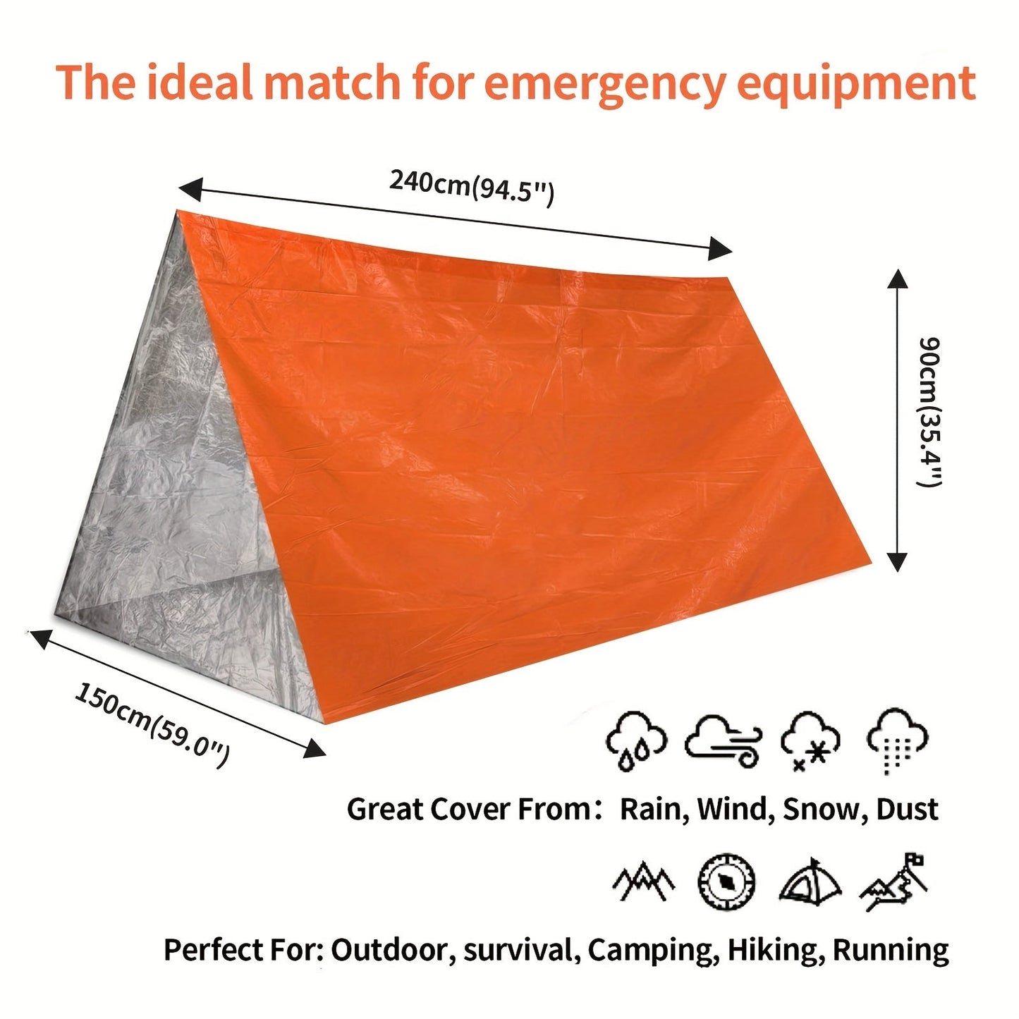 Tente de survie d’urgence – Abri imperméable pour 2 personnes
