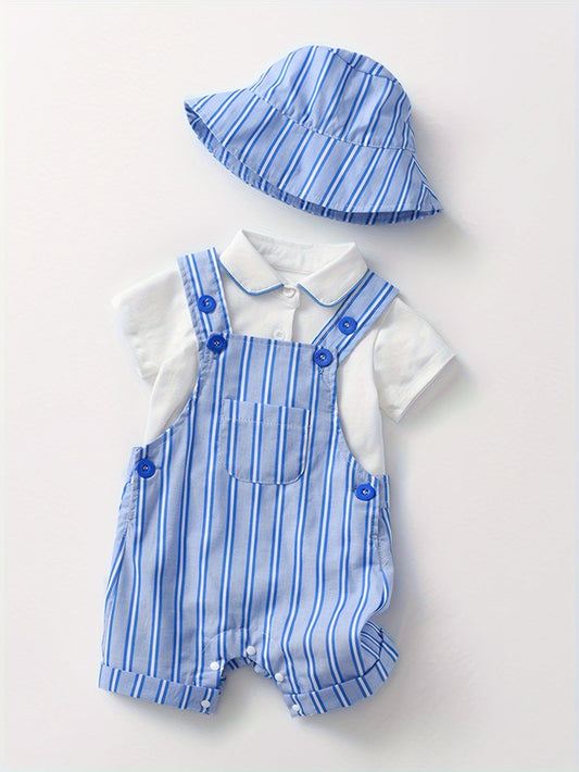 Ensemble Combinaison Bébé Rayée Tendance – Parfait pour les Aventures d’Été des Bébés