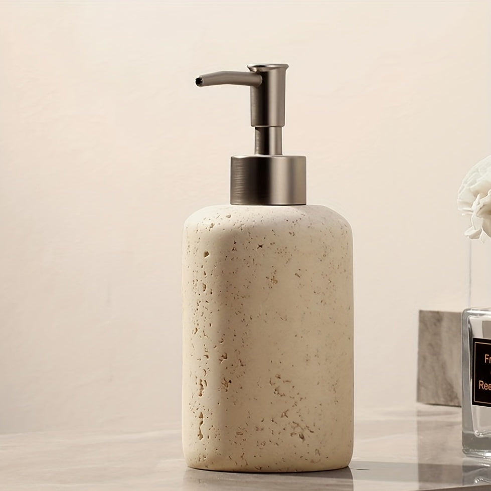 Distributeur de Savon en Résine Marbrée – Élégant Distributeur avec Pompe en Acier Inoxydable pour Salle de Bain ou Cuisine