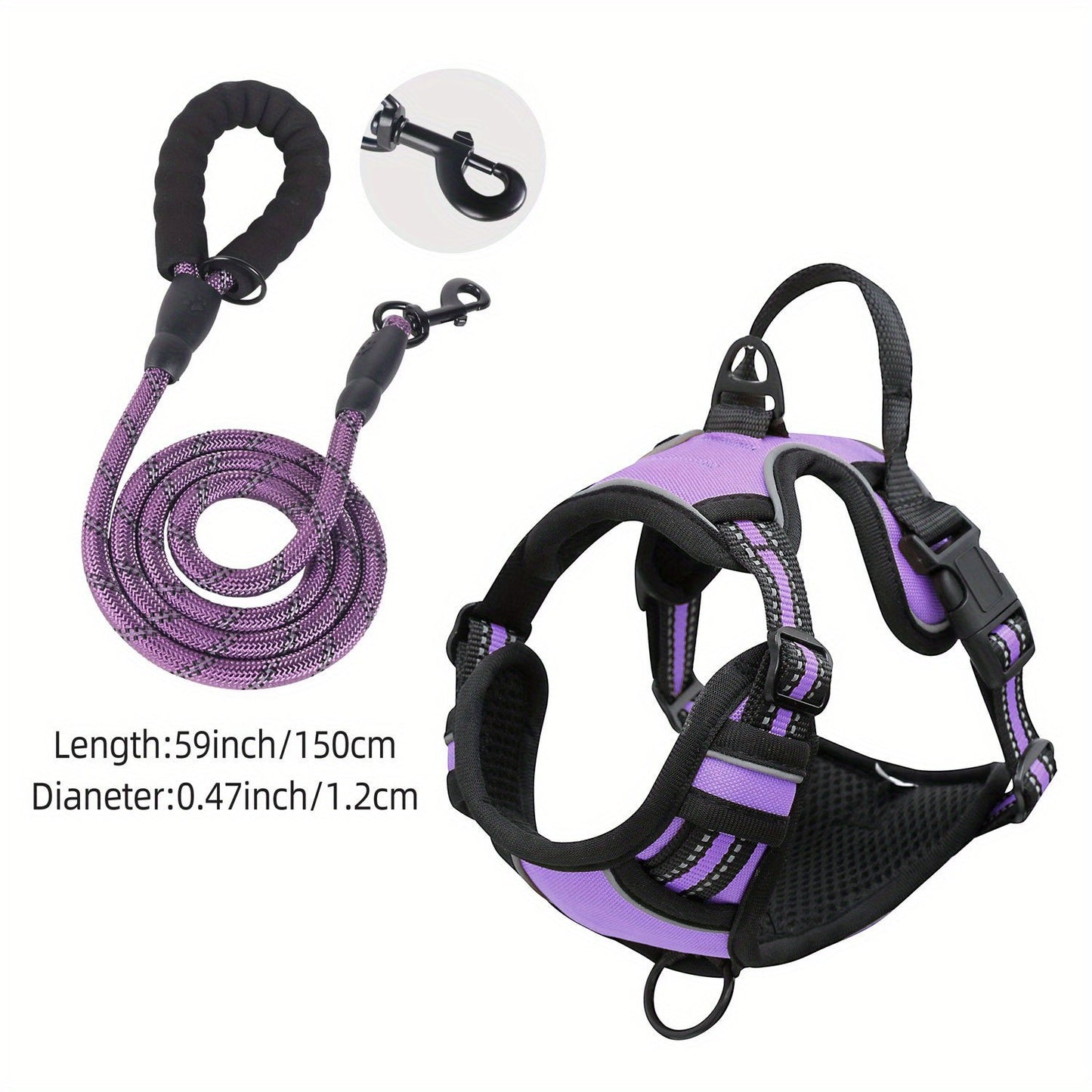 Harnais réfléchissant pour chien avec ensemble laisse – Réglable et sécuritaire pour promenades et entraînement
