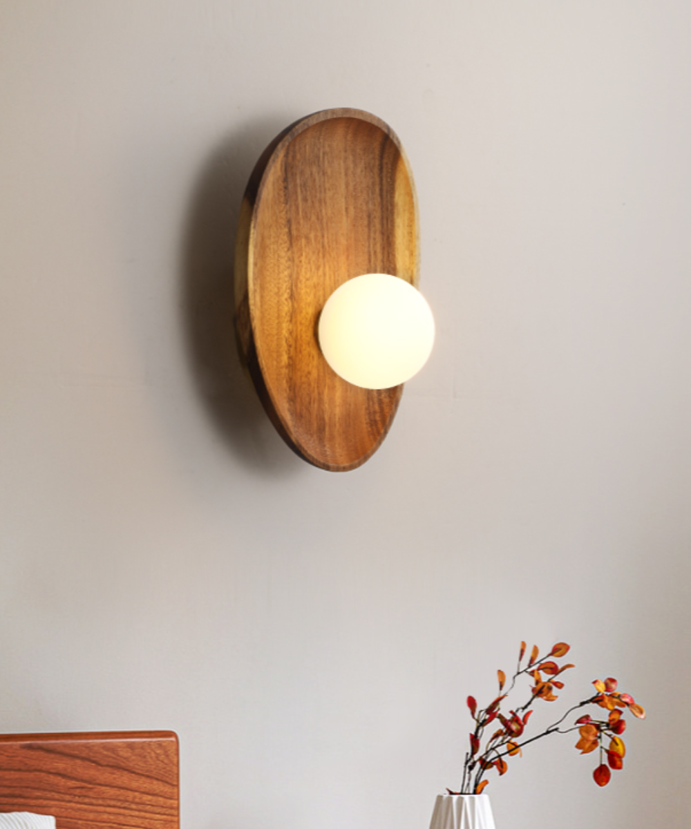 Applique Murale Minimaliste - Bois et Éclairage d'Ambiance