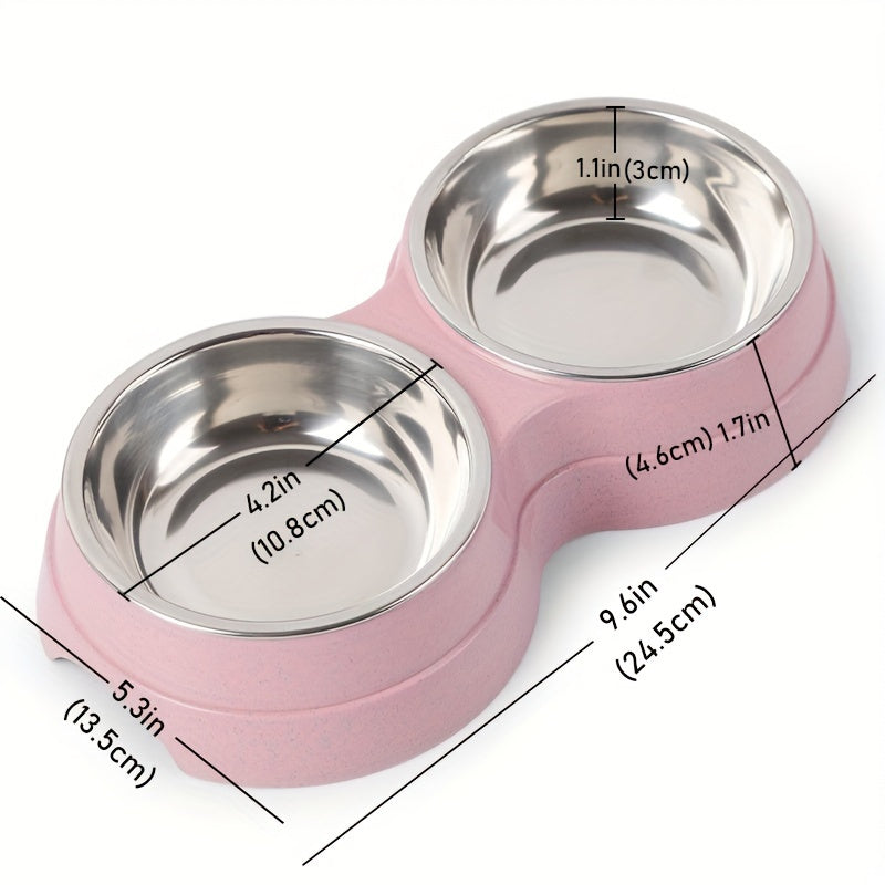 Gamelle double en acier inoxydable pour animaux – Parfaite pour manger et boire