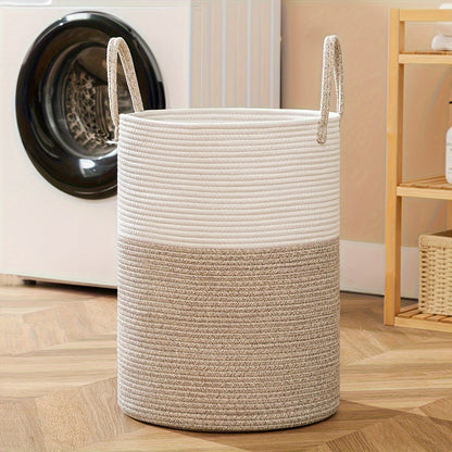 Panier à linge bicolore élégant - Grand volume, pratique et durable