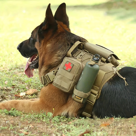 Harnais tactique pour chien avec poches – Nylon durable pour entraînement et aventures