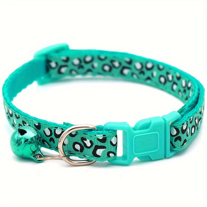 Set de 6 colliers pour chat imprimé léopard – Réglables et sécurisés avec clochette