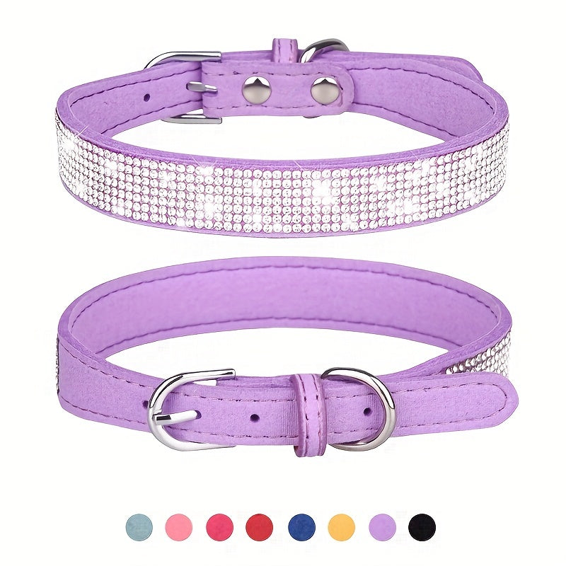 Collier pour chien en cuir réglable avec strass – Solide et durable
