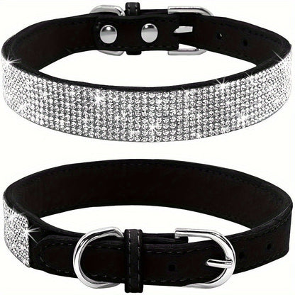 Collier pour chien en cuir réglable avec strass – Solide et durable