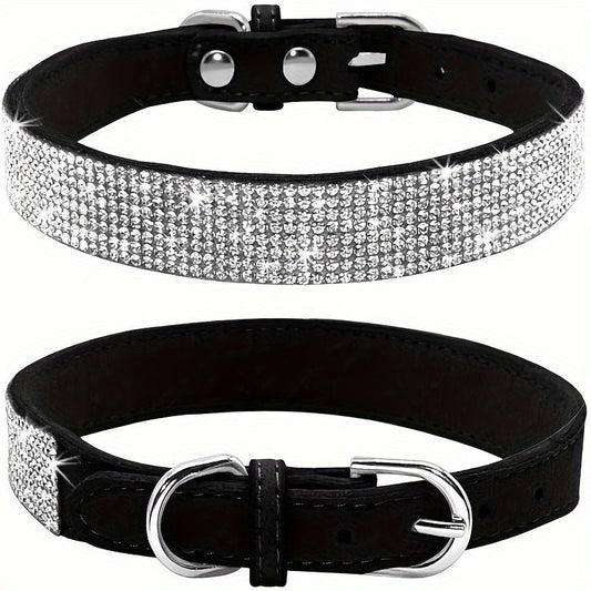 Collier pour chien en cuir réglable avec strass – Solide et durable
