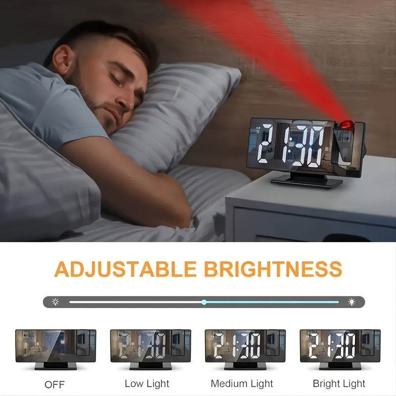 Réveil miroir digital avec projection – Grand écran LED et fonction alarme multifonction