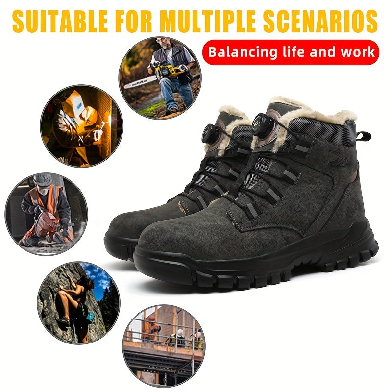 Bottes de sécurité pour hommes avec embouts en acier et doublure en polaire – Résistantes à l’usure et perforation