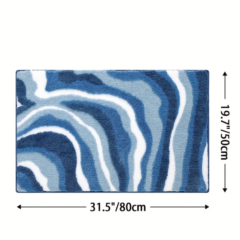 Tapis de Salle de Bain Géométrique – Absorbant et Doux avec Dessous Antidérapant